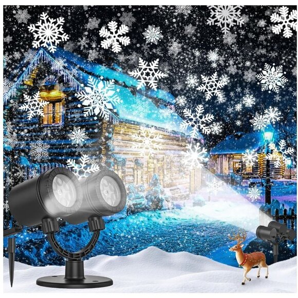 Christmas Snowflake Projector Lights Outdoor, 2024 Upgraded Snowfall Christmas P - Picture 1 of 4
